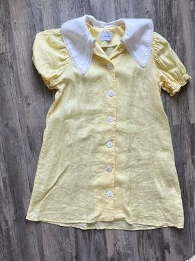 Sleeper, Size S, 100% Linen, Yellow, Puff Sleeve Nap Dress
